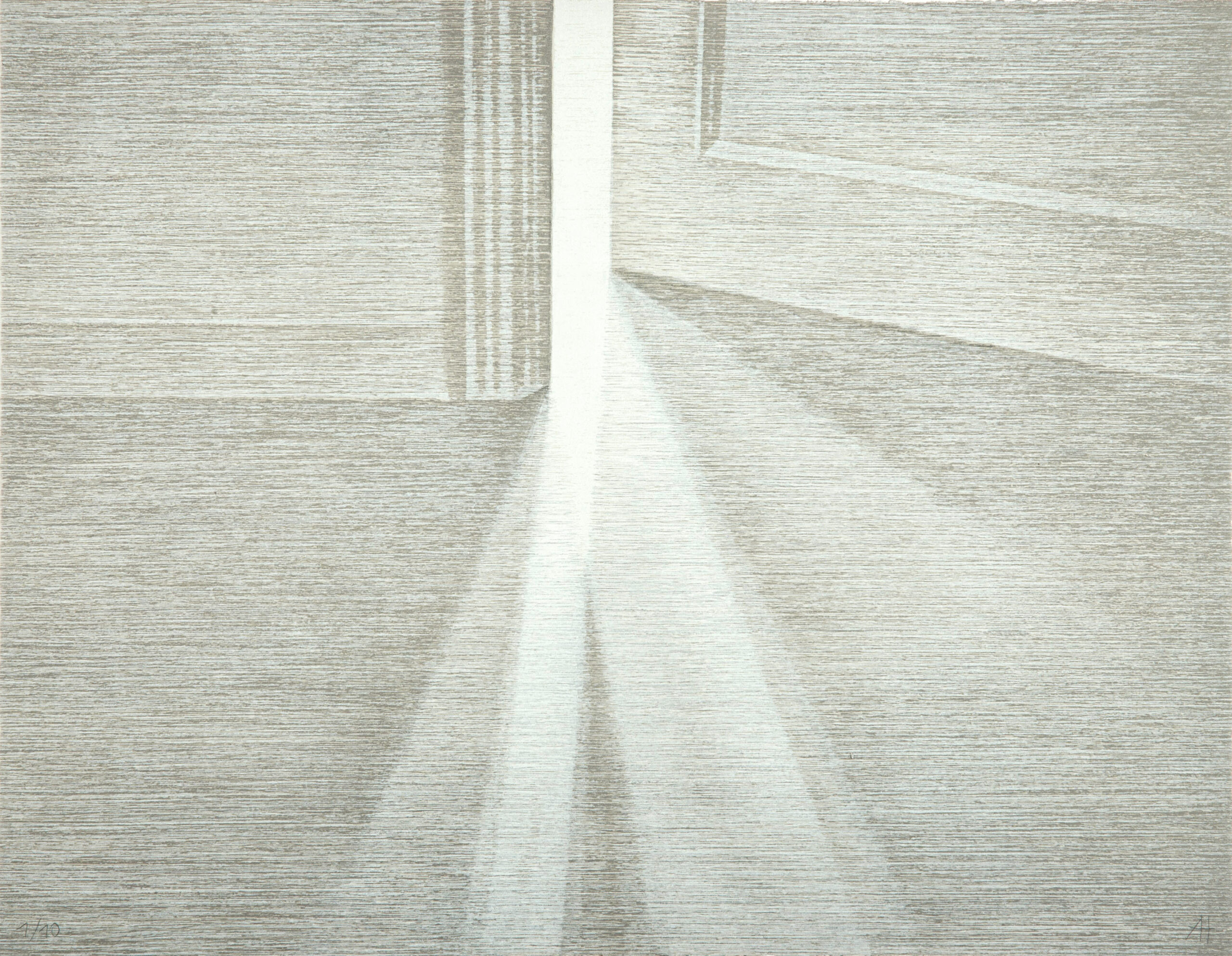 Passage Pandora 2.2023. Xilografía. Papel gris. 38,5 x 48,5 cm