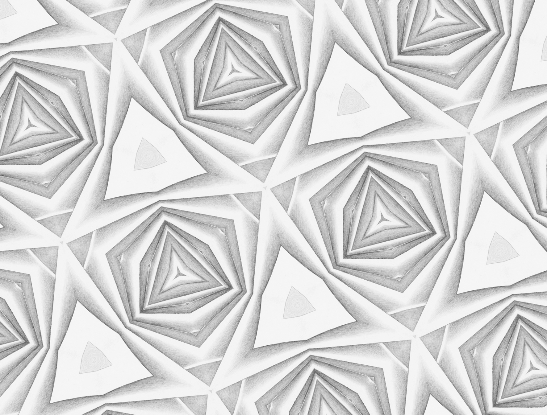 3 Kaleidoscopia en blanco 2. 2020. Infografía a partir de litografía y dibujo. Impresión inkjet. Papel 87 x 114 cm